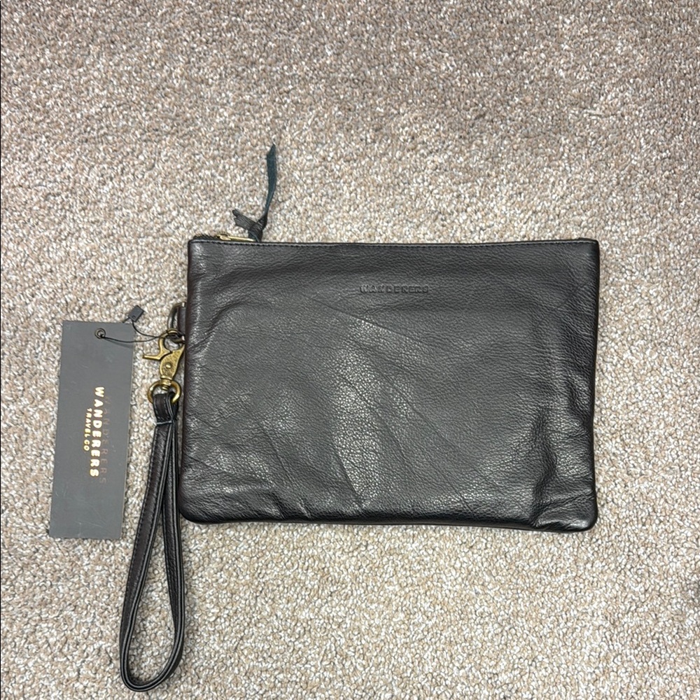 Wanderers Black Leather Clutch